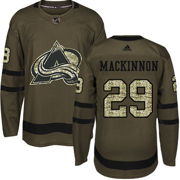 Adidas Avalanche #29 Nathan MacKinnon Green Salute to Service Stitched Youth NHL Jersey