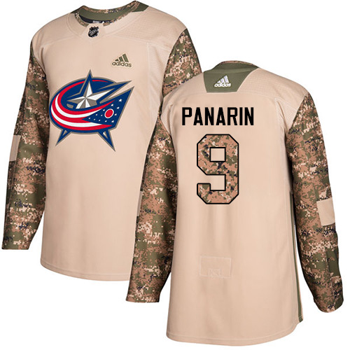 Adidas Blue Jackets #9 Artemi Panarin Camo Authentic 2017 Veterans Day Stitched Youth NHL Jersey