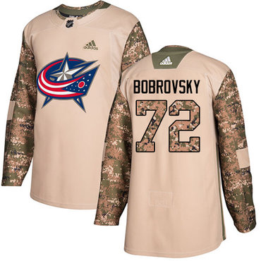 Adidas Blue Jackets #72 Sergei Bobrovsky Camo Authentic 2017 Veterans Day Stitched Youth NHL Jersey
