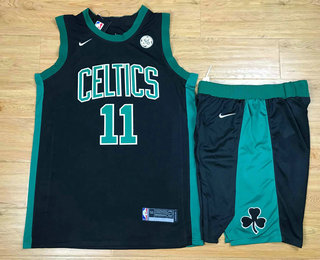 Men's Boston Celtics #11 Kyrie Irving Black 2017-2018 Nike Swingman General Electric Stitched NBA Jersey With Shorts
