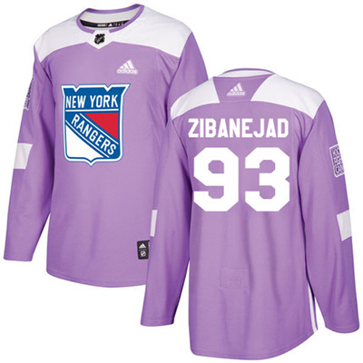 Adidas Detroit Rangers #93 Mika Zibanejad Purple Authentic Fights Cancer Stitched Youth NHL Jersey
