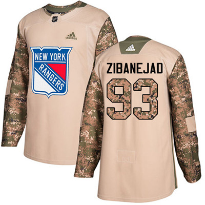 Adidas Detroit Rangers #93 Mika Zibanejad Camo Authentic 2017 Veterans Day Stitched Youth NHL Jersey
