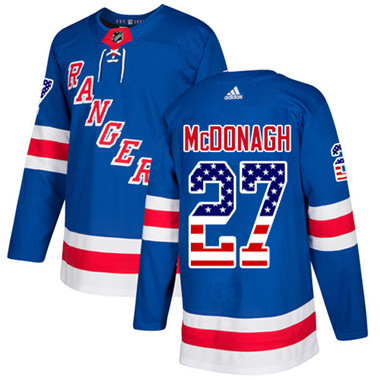 Adidas Detroit Rangers #27 Ryan McDonagh Royal Blue Home Authentic USA Flag Stitched Youth NHL Jersey
