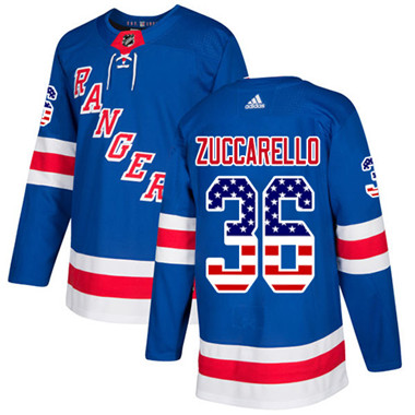 Adidas Detroit Rangers #36 Mats Zuccarello Royal Blue Home Authentic USA Flag Stitched Youth NHL Jersey