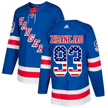 Adidas Detroit Rangers #93 Mika Zibanejad Royal Blue Home Authentic USA Flag Stitched Youth NHL Jersey