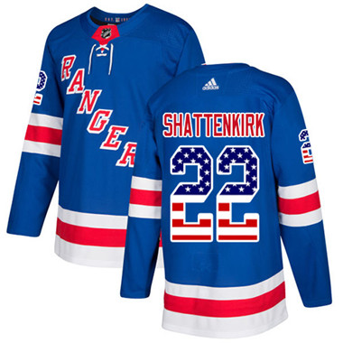 Adidas Detroit Rangers #22 Kevin Shattenkirk Royal Blue Home Authentic USA Flag Stitched Youth NHL Jersey