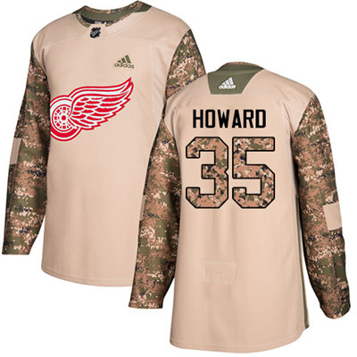 Adidas Detroit Red Wings #35 Jimmy Howard Camo Authentic 2017 Veterans Day Stitched Youth NHL Jersey