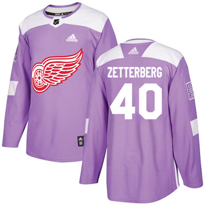 Adidas Detroit Red Wings #40 Henrik Zetterberg Purple Authentic Fights Cancer Stitched Youth NHL Jersey