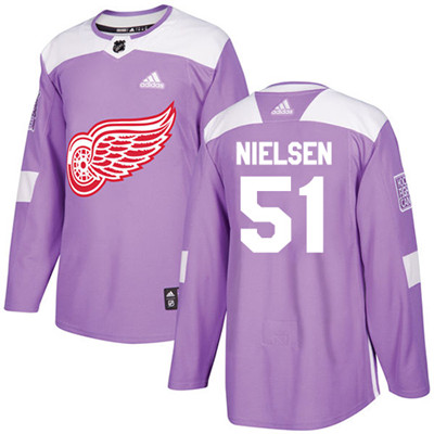 Adidas Detroit Red Wings #51 Frans Nielsen Purple Authentic Fights Cancer Stitched Youth NHL Jersey