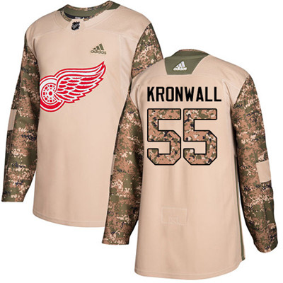 Adidas Detroit Red Wings #55 Niklas Kronwall Camo Authentic 2017 Veterans Day Stitched Youth NHL Jersey