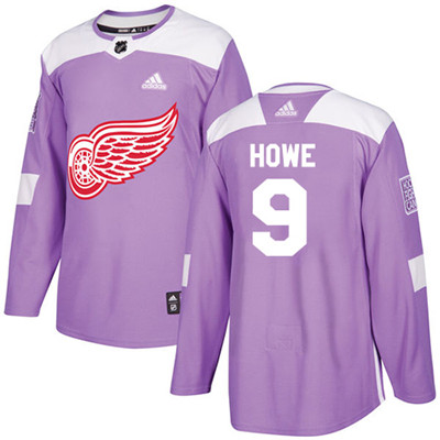 Adidas Detroit Red Wings #9 Gordie Howe Purple Authentic Fights Cancer Stitched Youth NHL Jersey