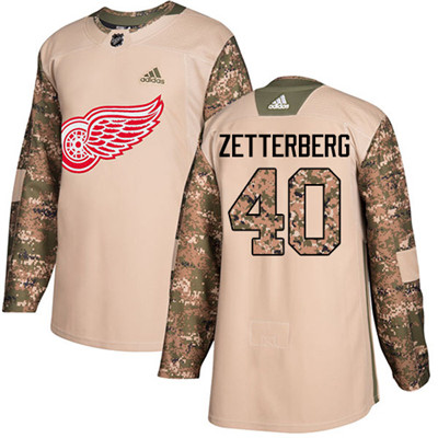 Adidas Detroit Red Wings #40 Henrik Zetterberg Camo Authentic 2017 Veterans Day Stitched Youth NHL Jersey