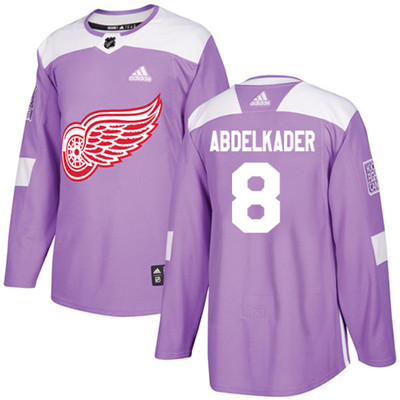 Adidas Detroit Red Wings #8 Justin Abdelkader Purple Authentic Fights Cancer Stitched Youth NHL Jersey