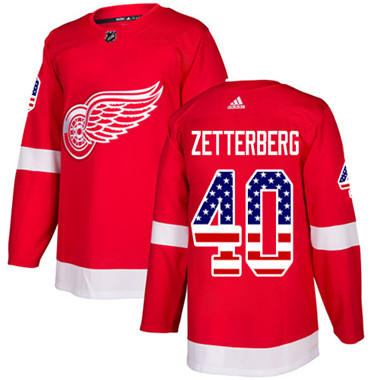 Adidas Detroit Red Wings #40 Henrik Zetterberg Red Home Authentic USA Flag Stitched Youth NHL Jersey