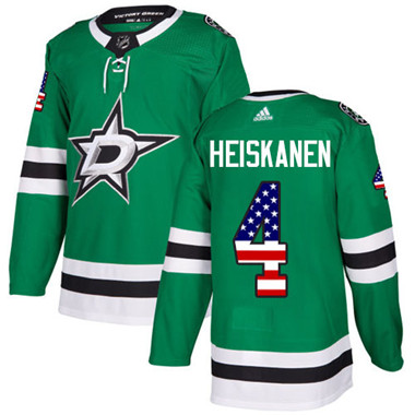Adidas Dallas Stars #4 Miro Heiskanen Green Home Authentic USA Flag Youth Stitched NHL Jersey