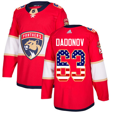 Adidas Florida Panthers #63 Evgenii Dadonov Red Home Authentic USA Flag Stitched Youth NHL Jersey