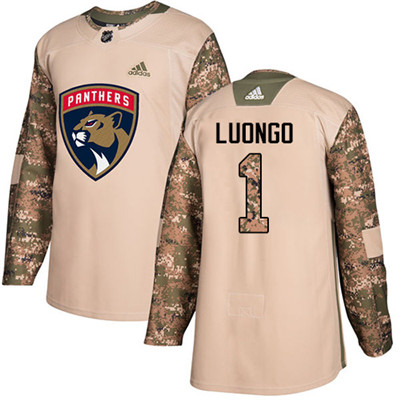 Adidas Florida Panthers #1 Roberto Luongo Camo Authentic 2017 Veterans Day Stitched Youth NHL Jersey