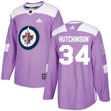 Adidas Winnipeg Jets #34 Michael Hutchinson Purple Authentic Fights Cancer Stitched Youth NHL Jersey