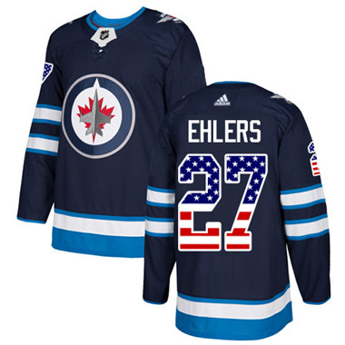 Adidas Winnipeg Jets #27 Nikolaj Ehlers Navy Blue Home Authentic USA Flag Stitched Youth NHL Jersey