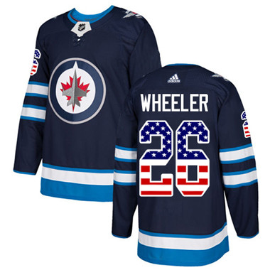 Adidas Winnipeg Jets #26 Blake Wheeler Navy Blue Home Authentic USA Flag Stitched Youth NHL Jersey