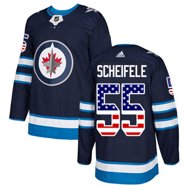 Adidas Winnipeg Jets #55 Mark Scheifele Navy Blue Home Authentic USA Flag Stitched Youth NHL Jersey