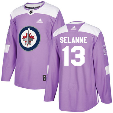 Adidas Winnipeg Jets #13 Teemu Selanne Purple Authentic Fights Cancer Stitched Youth NHL Jersey