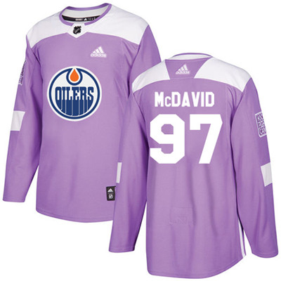 Adidas Edmonton Oilers #97 Connor McDavid Purple Authentic Fights Cancer Stitched Youth NHL Jersey