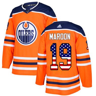 Adidas Edmonton Oilers #19 Patrick Maroon Orange Home Authentic USA Flag Stitched Youth NHL Jersey