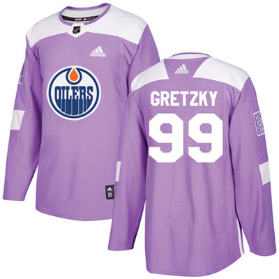 Adidas Edmonton Oilers #99 Wayne Gretzky Purple Authentic Fights Cancer Stitched Youth NHL Jersey