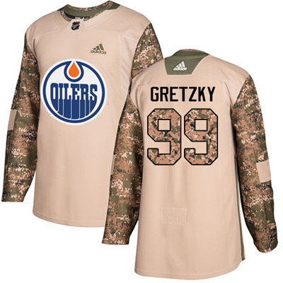 Adidas Edmonton Oilers #99 Wayne Gretzky Camo Authentic 2017 Veterans Day Stitched Youth NHL Jersey