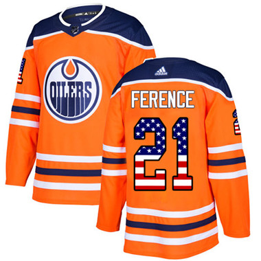 Adidas Edmonton Oilers #21 Andrew Ference Orange Home Authentic USA Flag Stitched Youth NHL Jersey