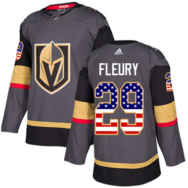 Adidas Vegas Golden Knights #29 Marc-Andre Fleury Grey Home Authentic USA Flag Stitched Youth NHL Jersey