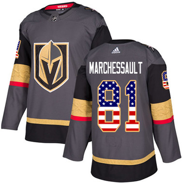 Adidas Vegas Golden Knights #81 Jonathan Marchessault Grey Home Authentic USA Flag Stitched Youth NHL Jersey