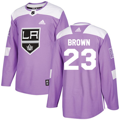 Adidas Los Angeles Kings #23 Dustin Brown Purple Authentic Fights Cancer Stitched Youth NHL Jersey