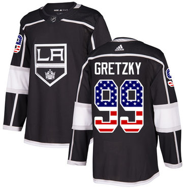 Adidas Los Angeles Kings #99 Wayne Gretzky Black Home Authentic USA Flag Stitched Youth NHL Jersey