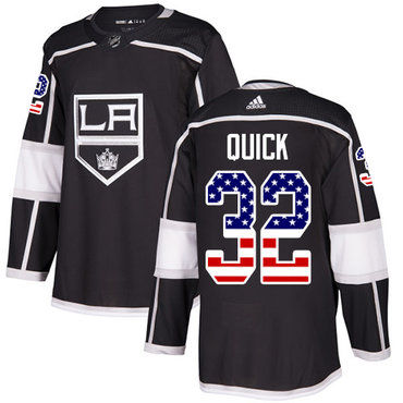 Adidas Los Angeles Kings #32 Jonathan Quick Black Home Authentic USA Flag Stitched Youth NHL Jersey