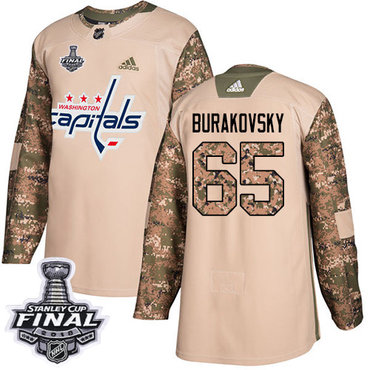 Adidas Capitals #65 Andre Burakovsky Camo Authentic 2017 Veterans Day 2018 Stanley Cup Final Stitched NHL Jersey