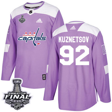 Adidas Capitals #92 Evgeny Kuznetsov Purple Authentic Fights Cancer 2018 Stanley Cup Final Stitched NHL Jersey