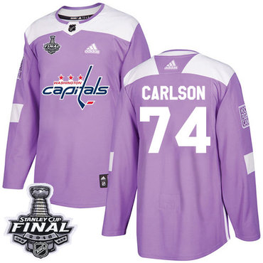 Adidas Capitals #74 John Carlson Purple Authentic Fights Cancer 2018 Stanley Cup Final Stitched NHL Jersey