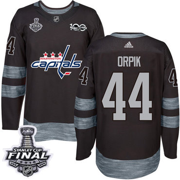 Adidas Capitals #44 Brooks Orpik Black 1917-2017 100th Anniversary 2018 Stanley Cup Final Stitched NHL Jersey