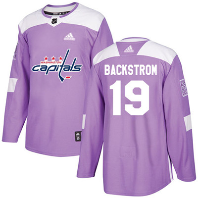 Adidas Washington Capitals #19 Nicklas Backstrom Purple Authentic Fights Cancer Stitched Youth NHL Jersey