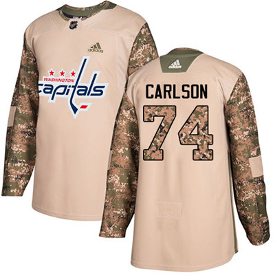 Adidas Washington Capitals #74 John Carlson Camo Authentic 2017 Veterans Day Stitched Youth NHL Jersey