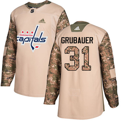 Adidas Washington Capitals #31 Philipp Grubauer Camo Authentic 2017 Veterans Day Stitched Youth NHL Jersey