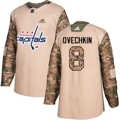 Adidas Washington Capitals #8 Alex Ovechkin Camo Authentic 2017 Veterans Day Stitched Youth NHL Jersey