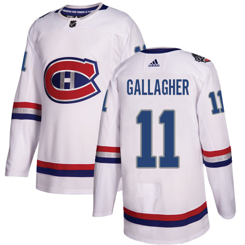 Adidas Montreal Canadiens #11 Brendan Gallagher White Authentic 2017 100 Classic Stitched Youth NHL Jersey