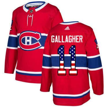 Adidas Montreal Canadiens #11 Brendan Gallagher Red Home Authentic USA Flag Stitched Youth NHL Jersey