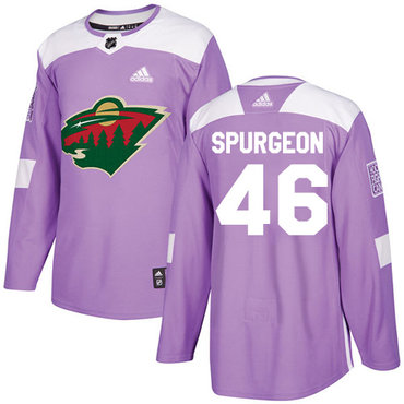 Adidas Minnesota Wild #46 Jared Spurgeon Purple Authentic Fights Cancer Stitched Youth NHL Jersey