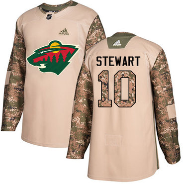 Adidas Minnesota Wild #10 Chris Stewart Camo Authentic 2017 Veterans Day Stitched Youth NHL Jersey