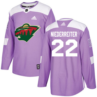 Adidas Minnesota Wild #22 Nino Niederreiter Purple Authentic Fights Cancer Stitched Youth NHL Jersey