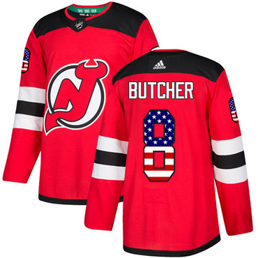 Adidas New Jersey Devils #8 Will Butcher Red Home Authentic USA Flag Stitched Youth NHL Jersey
